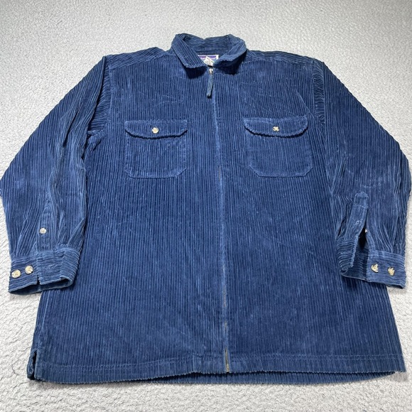 Northcrest Other - NorthCrest‎ Jacket Mens Large Blue Corduroy Full Zip Shirt Military Workwear VTG